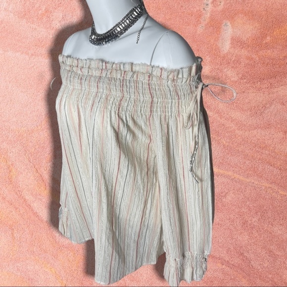 𝅺love Sam Smocked Off the Shoulder with Tassels Boho Top Size Extra Small - Picture 3 of 15